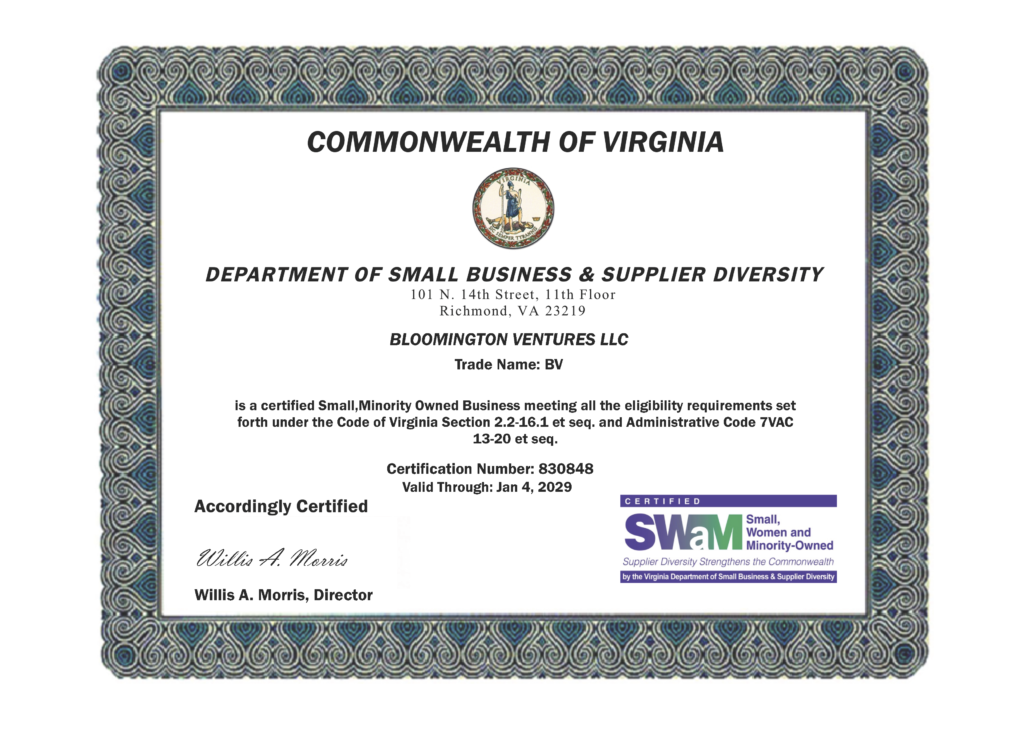 small minority owned business Marketing Agency in Virginia - certified MBE