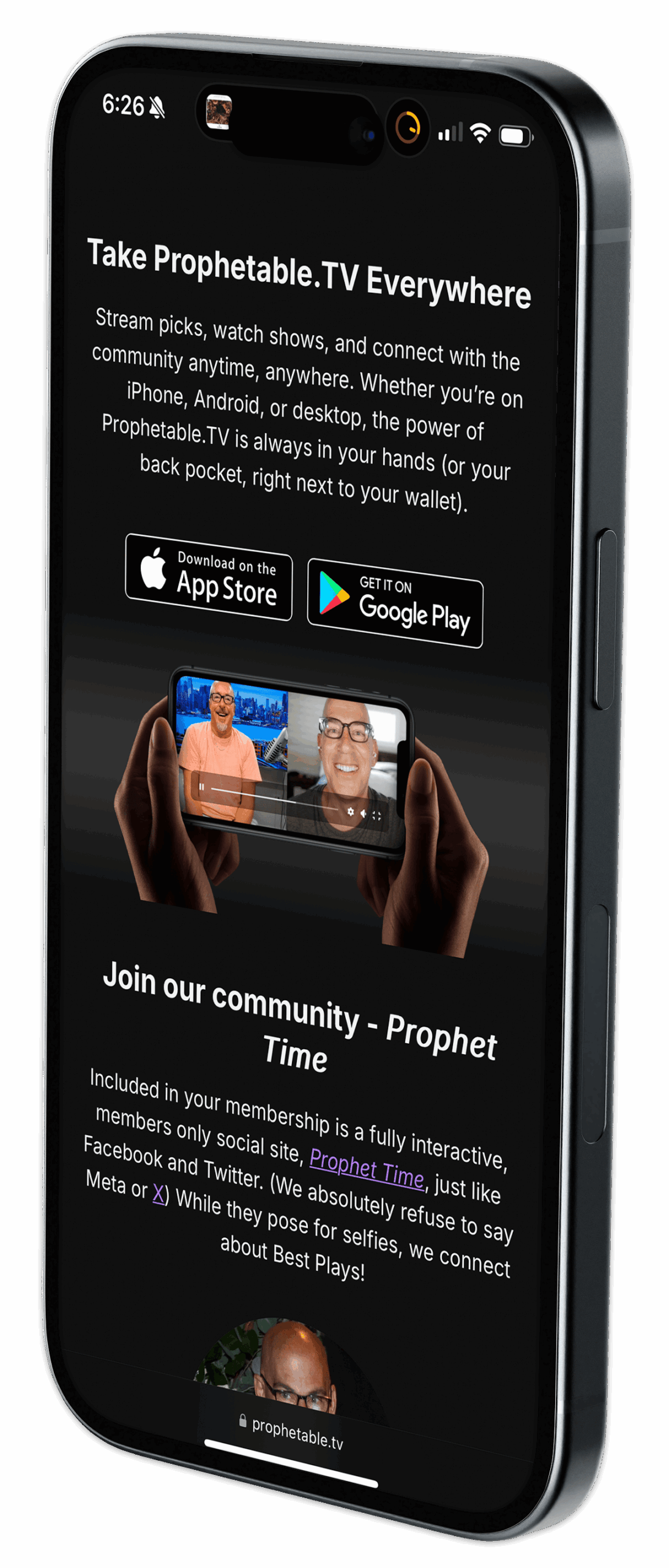 Mobile mockup - prophetable tv 3